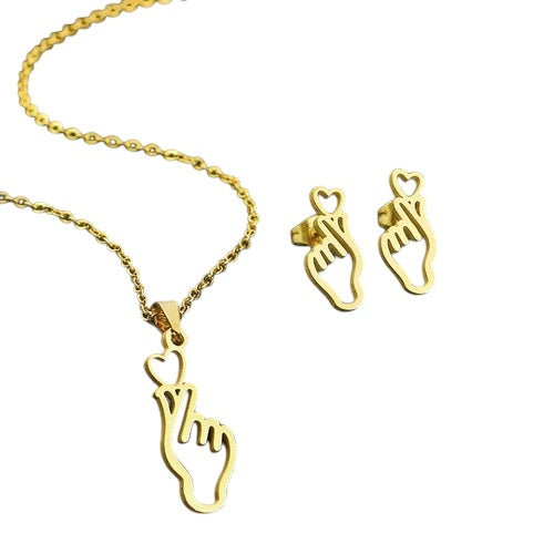 Set oorbellen en ketting Love